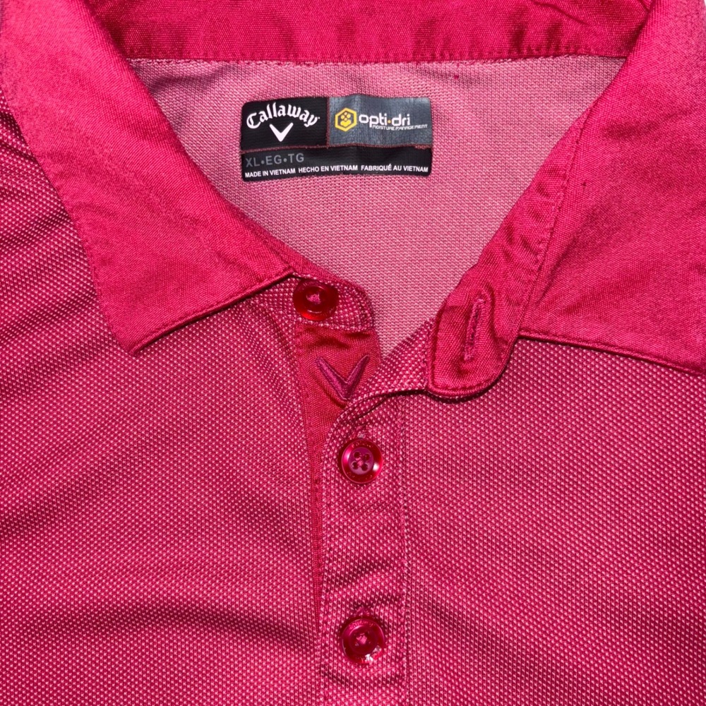 Callaway Opti-Dri‎ Golf Polo Shirt Men's XL Red Performance Athletic Shirt